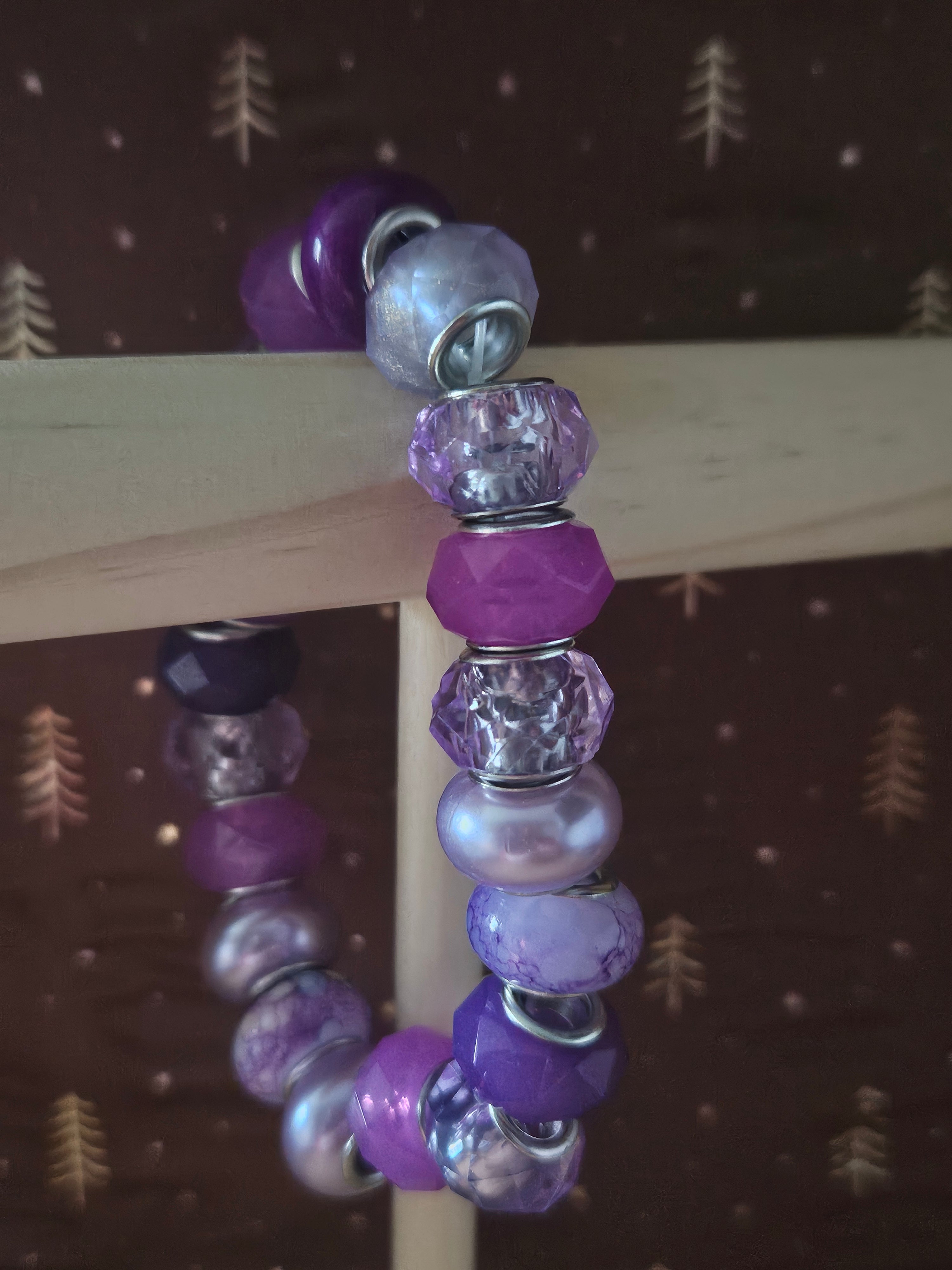 15cm Purple Beaded Bracelet